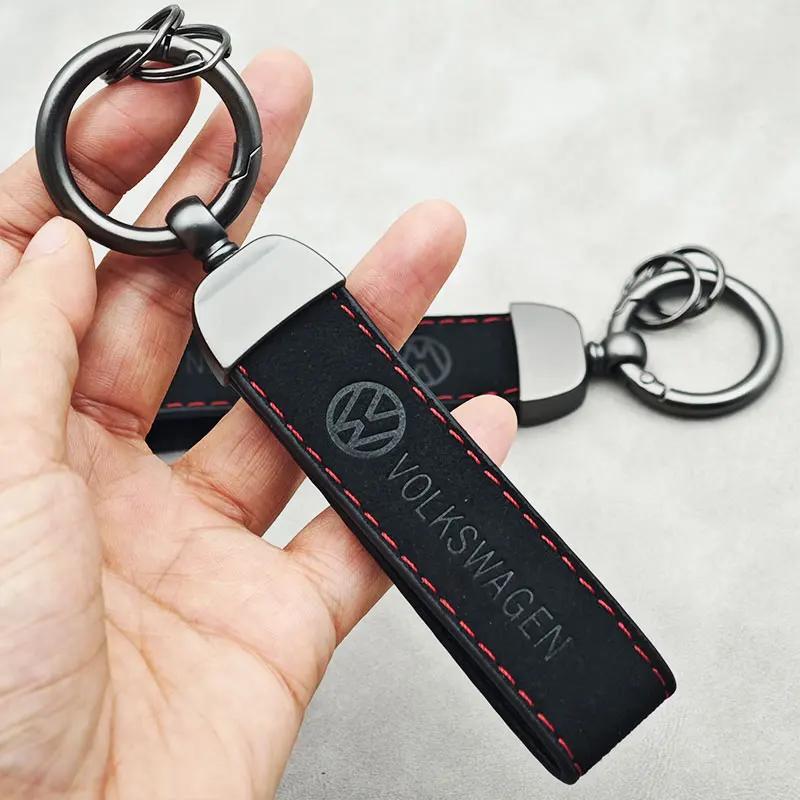 W162Car Sticker For VW Volkswagen Jetta MK5 Golf 56mm Car Wheel Center Caps Black Suede Metal Keychain 14mm VW Key Sticker For Volks