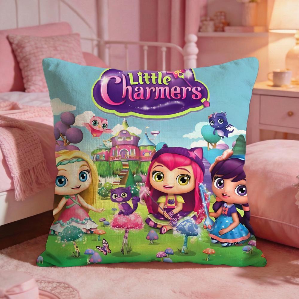 Cute Anime Little Charmers Cushion Cover Premium Comfort Reversible Pillow Cove Two In One Design For Any Room Car Interior