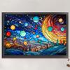 Full Embroidery Cotton Thread 11CT Print Stain Glass Planet Cross Stitch 60x40cm