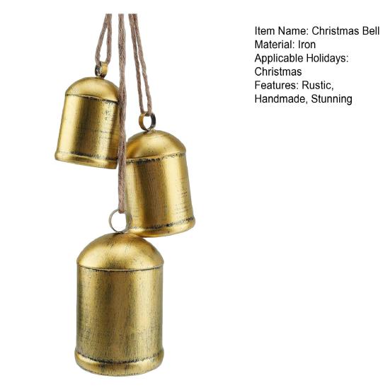 Рождественские колокольчики украшение 3 винтажных коровьих колокольчика на джутовой веревке ручной работы деревенский железный колокольчик для двери крыльца каминной полки венка гирлянды лестничного перил праздничный декор