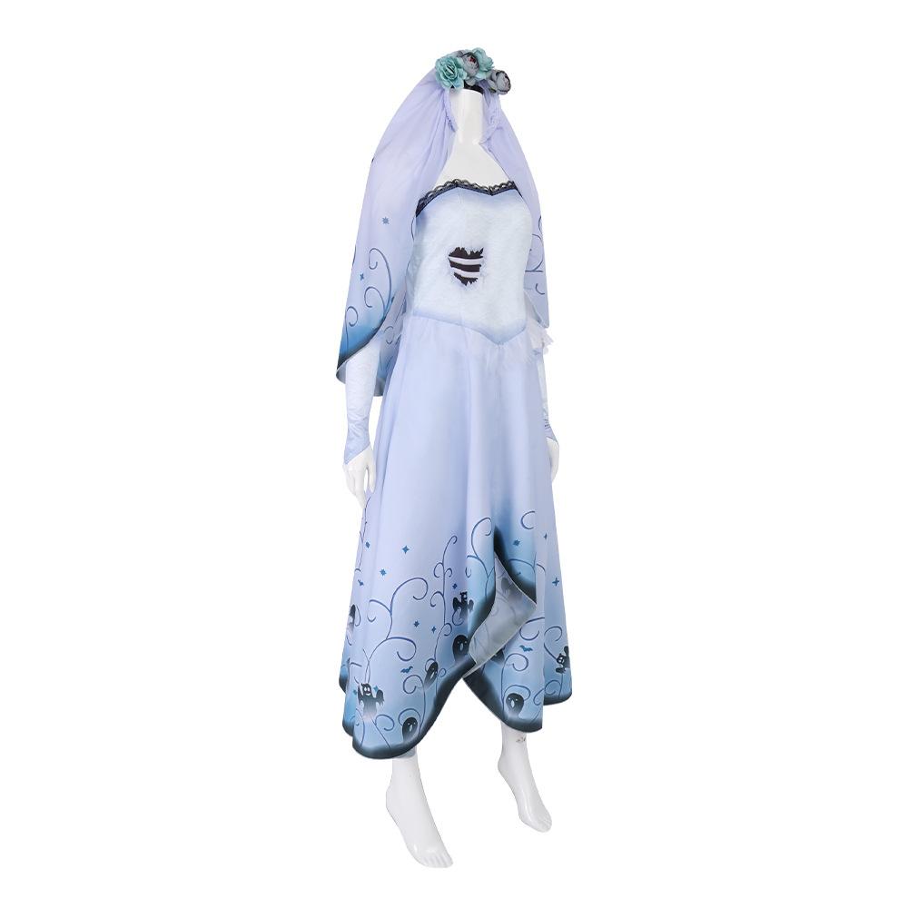 Zombie Bride Emily Cosplay, Halloween Ghost Bride Emily Princess Dress Cosplay