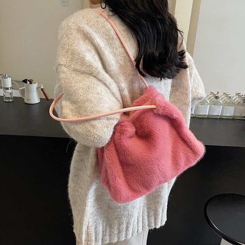 Новая плюшевая сумка-ведро для осени и зимы, женская высококачественная текстурная нишевая дизайнерская сумка-тоут для通勤