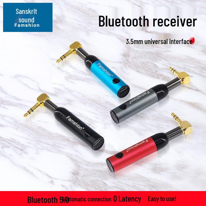 Автомобильный Hands-Free Bluetooth 5.0 AUX-приемник и 3,5-мм угловой адаптер для динамика и наушников