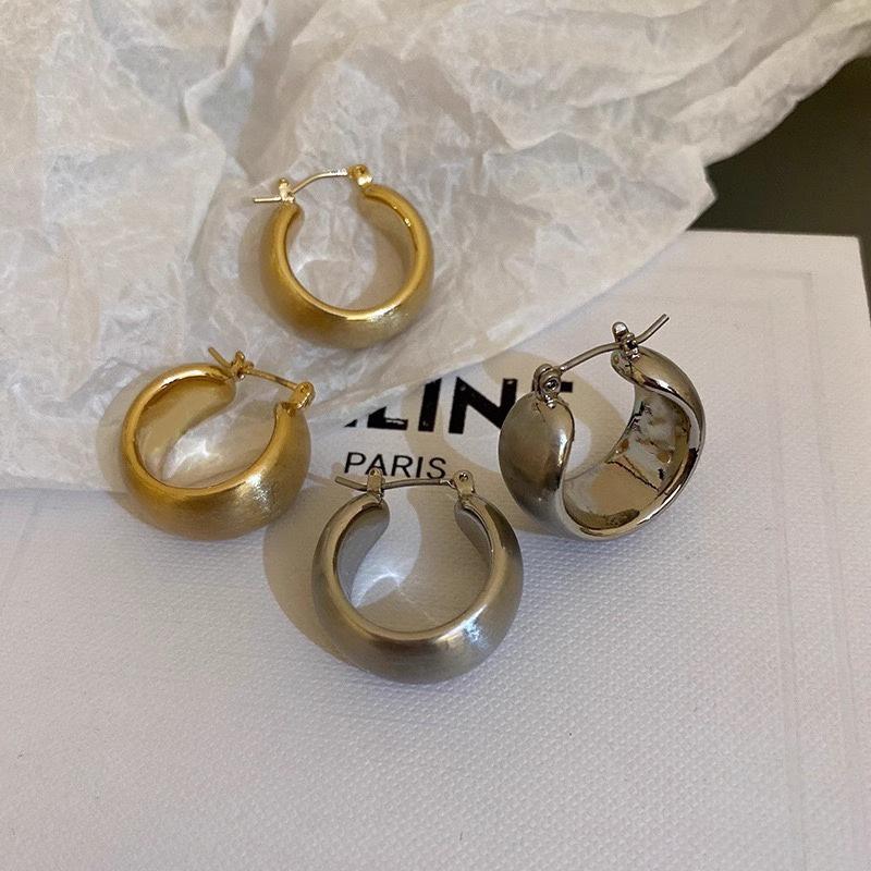 Личность Матовые Серьги-кольца Мода Холодный ветер Женские Нишевые Простые Темпераментные Серьги Повседневные Элегантные Аксессуары Классические Украшения