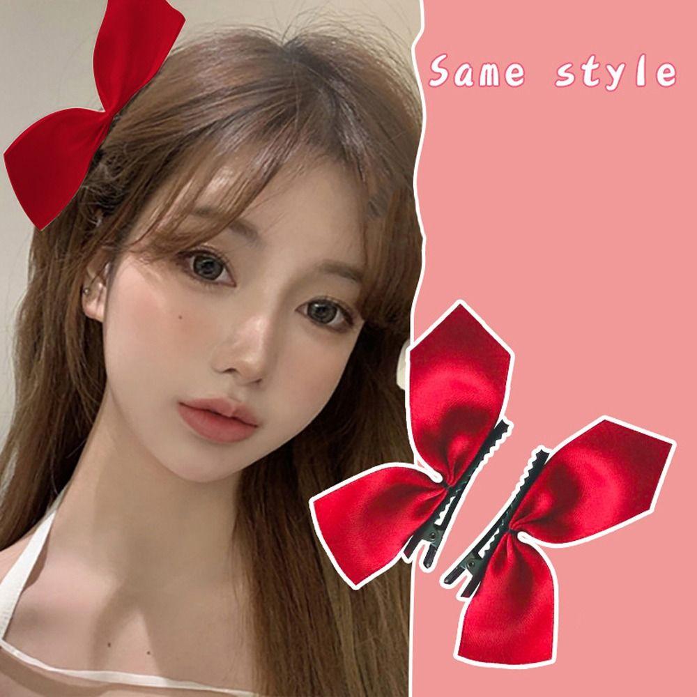 Princess Hair Clip Children Barrettes Satin Silk Bow Hair Clips Korean Duckbill Clip Women Hairpins
