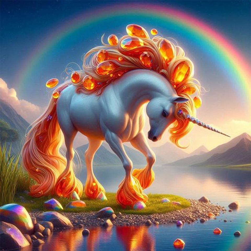 Colorful Unicorn Diamond Painting New 2024 Full Round Square Diamond Embroidery Cross Embroidery Kit Home Wall Decoration Gift