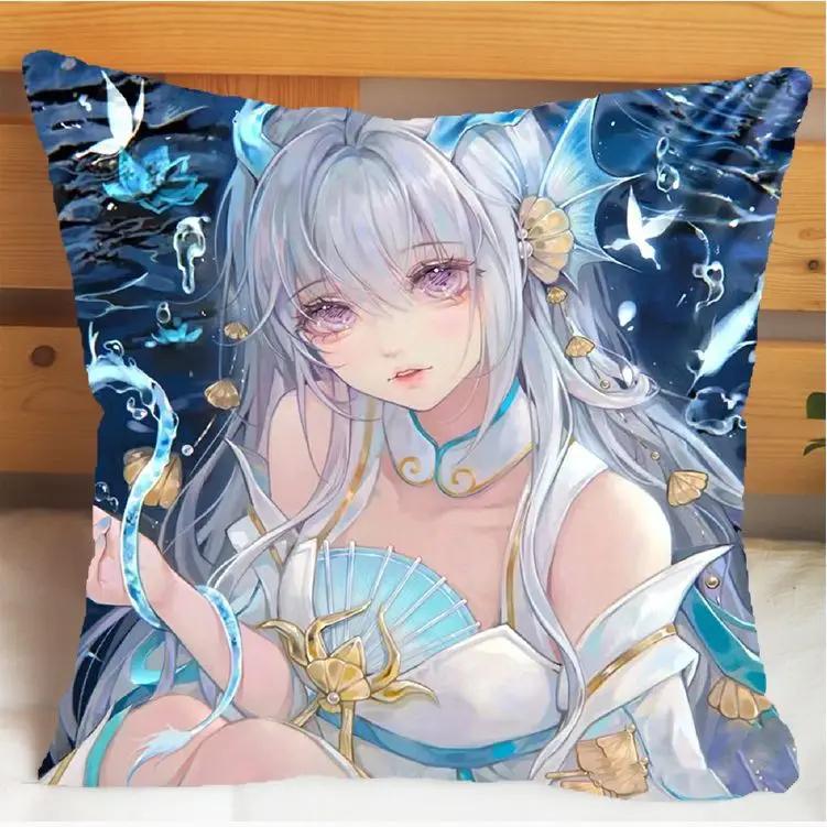 Arena of Valor Honor of Kings Xi Shi Подушка и наволочка Чехол для подушки-подушки Двусторонняя печать Плюшевые декоративные подушки 40x40см