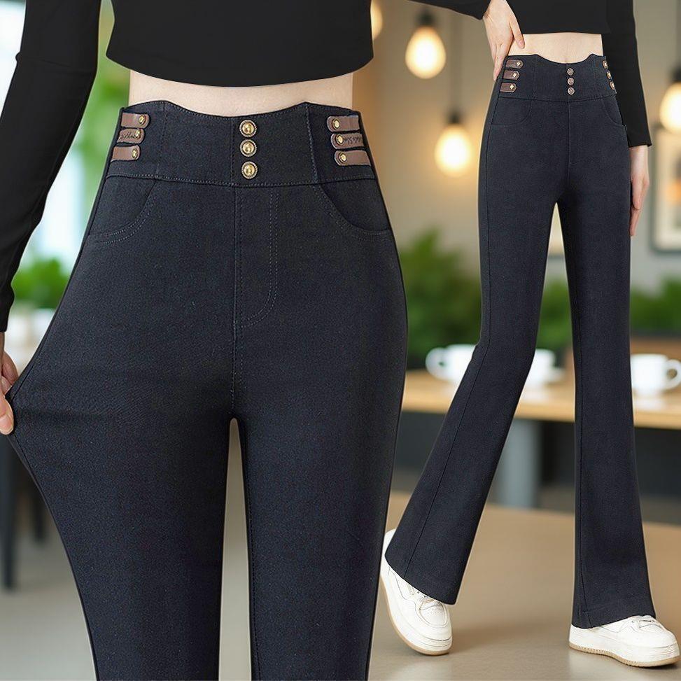 Women's High-Waisted Micro-Flare Bell-Bottom Pants - Winter Slimming Plus Size