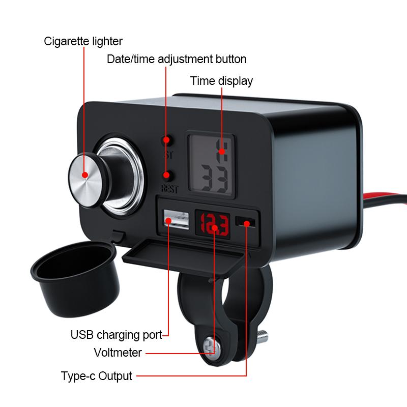 Зарядное устройство для мотоцикла USB, многофункциональное водонепроницаемое зарядное устройство для розетки мотоцикла, зарядное устройство для мобильного телефона, адаптер питания для мобильного телефона, алюминиевый сплав