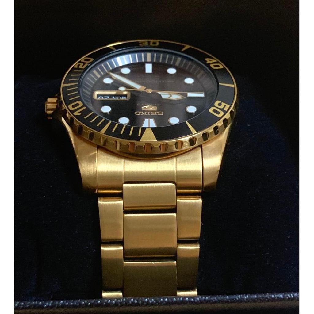 Used Rare! Scarce! SEIKO 5 SPORTS Automatic Overseas Model Gold Made in Japan SNZF22J1