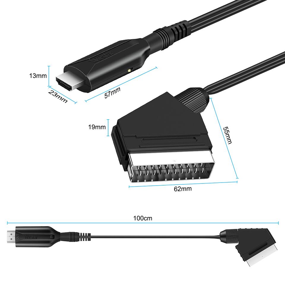 Кабель-адаптер Scart на HDMI-совместимый Аудио Видео Конвертер 1М для HDTV DVD STB Аксессуары Plug and Play