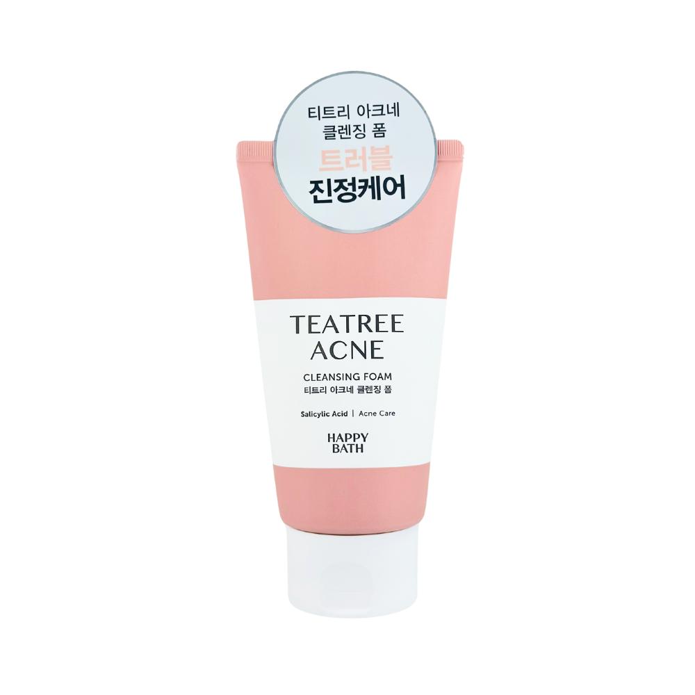 HAPPY BATH Deep Seasalt, White Clay, Teatre Acne Cleansing Foam 150g (pore Cleansing, Exfoliation, Acne Care)