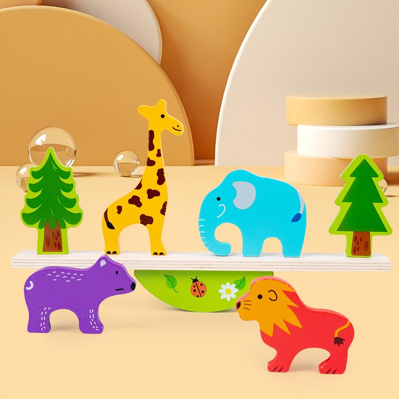 Сенсорные игрушки Монтессори Игрушки-пирамидки для малышей Животное-кролик Балансир Деревянные кубики Игра для раннего развития Подарок