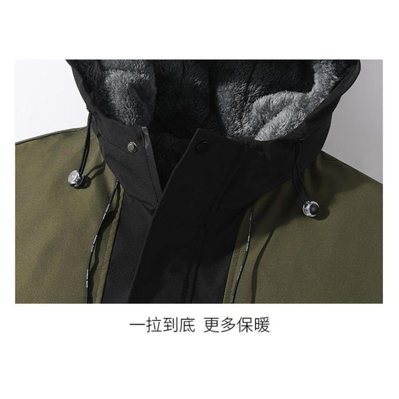 Мужские куртки для улицы на осень-зиму, с плюшевой подкладкой и утолщенные свободные хлопковые пальто для водонепроницаемой рабочей одежды, теплые