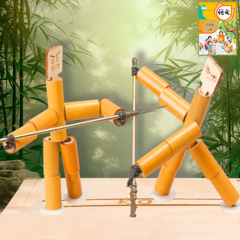 1 комплект, натуральная веревочная боевая настольная игра, ручной работы, бамбуковый человек, настольная игра, боевая игрушка с оружием