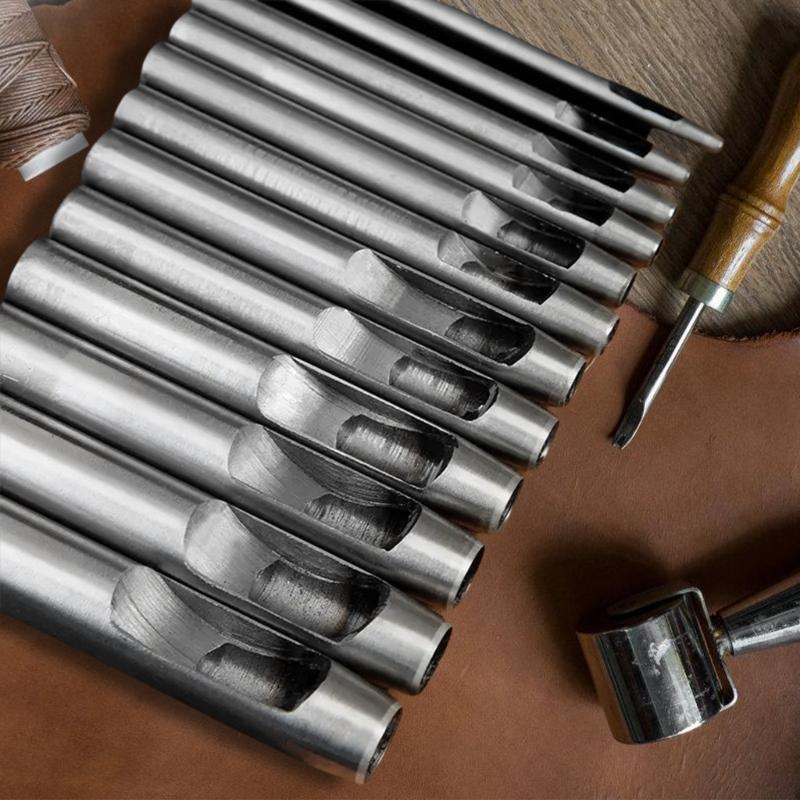 6Pcs Leather Craft Hole Puncher Round Hollow Punches Cutter Tool Leathercraft Hole Puncher Tool for Belt Watch Straps