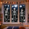 Easy Peel Glass Decal 3Pcs Halloween Skeleton Stickers, Waterproof PVC Window Clings, Static Decals, Wear-resistant Cling Removable Stickers for Home