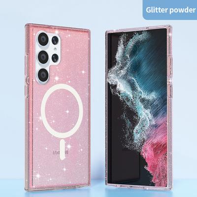 Для Samsung Galaxy S24 Ultra Магнитный чехол Блестящий Жесткий ПК+Мягкий ТПУ Задняя крышка телефона