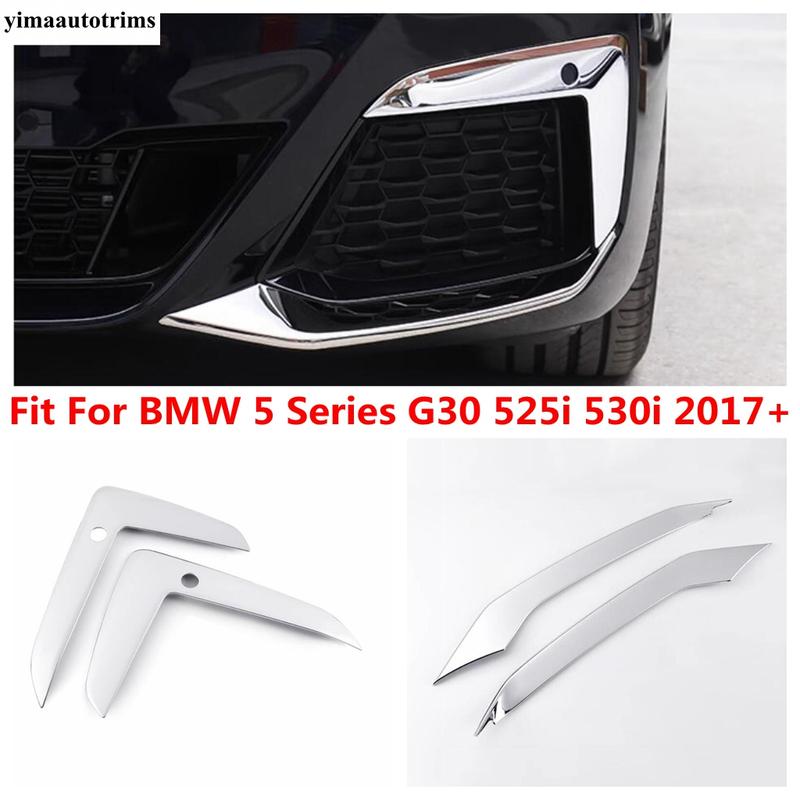 Front Fog Light Lamp Eyelid Eyebrow Bumper Corner Strip Decor Cover Trim Accessories For BMW 5 Series G30 525i 530i 2017 -