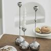 Elegant Silver Teardrop Candlestick - Luxury Metal Decor for Living Room