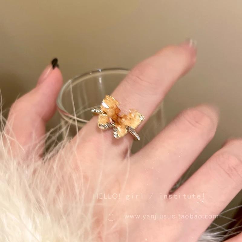 Кольцо с жемчугом, цирконом и бабочкой, женское, нишевое, с чувством высокого класса, легкая роскошь, парное кольцо для пары, темпераментное, открытое кольцо