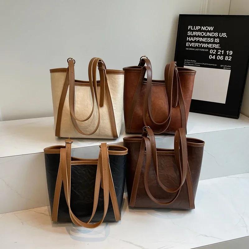 Большая вместительная женская сумка на одно плечо, универсальная, повседневная, простая, сумка для матери и ребенка, ретро, новая