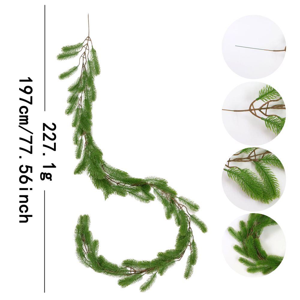 2M Artificial Pine Garland Real Touch Home Deco Faux Greenery Garland Plastic Seasonal Winter Pine Garland Mantle Stairs