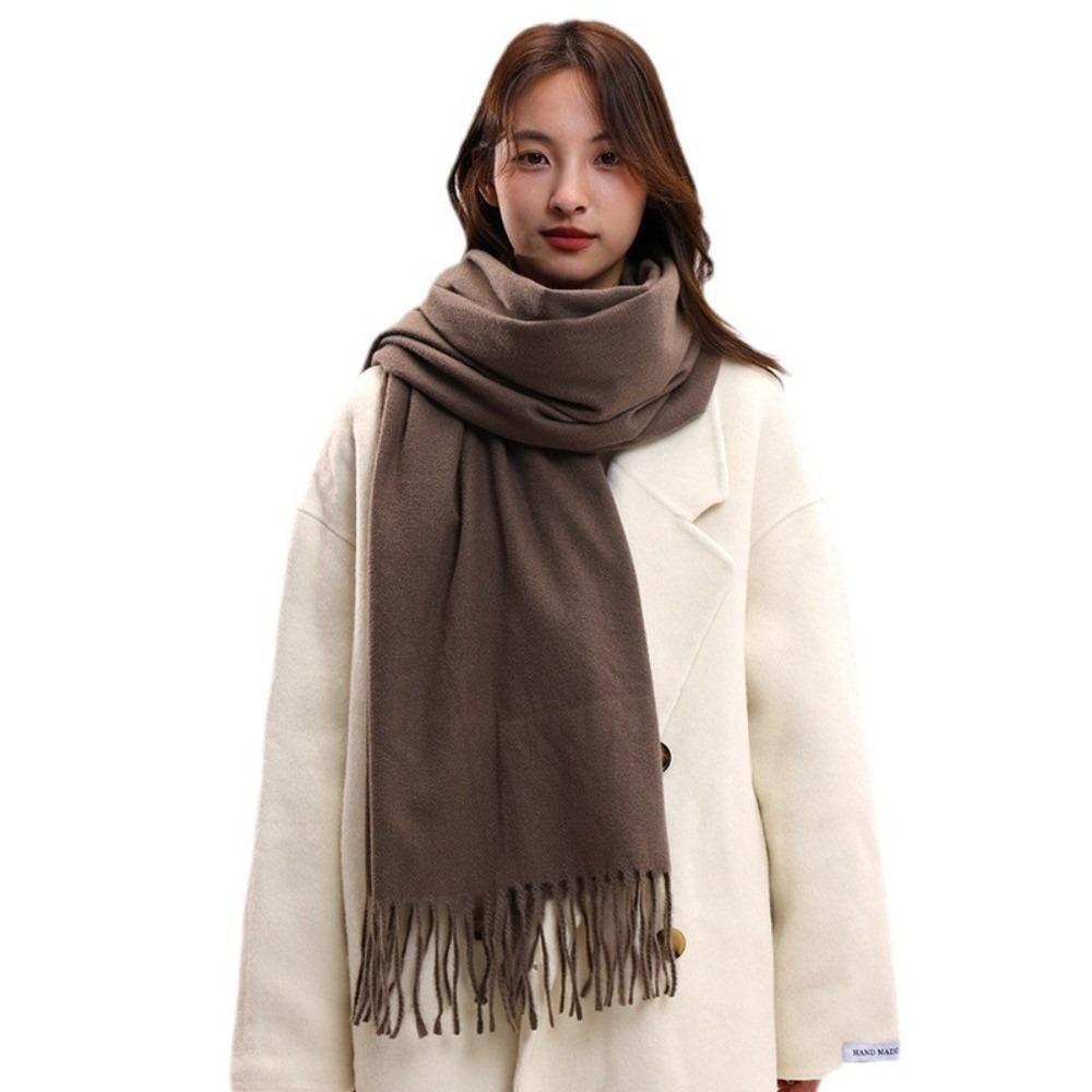 Tassel Imitation Cashmere Scarf Korean Style Women Shawl Simple Winter Neckerchief Autumn