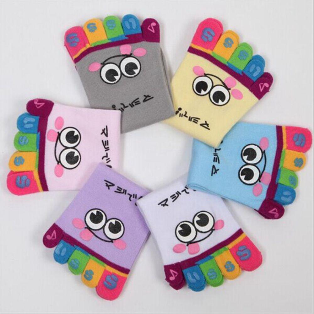 Color Random Cute Sports Trainer Five Finger Toe Socks Cotton Cartoon Smile