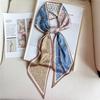 Printed silk scarf Korean version narrow scarf silk scarf double-layer double-sided scarf long scarf tied hair elegant headscarf women tied bag summer