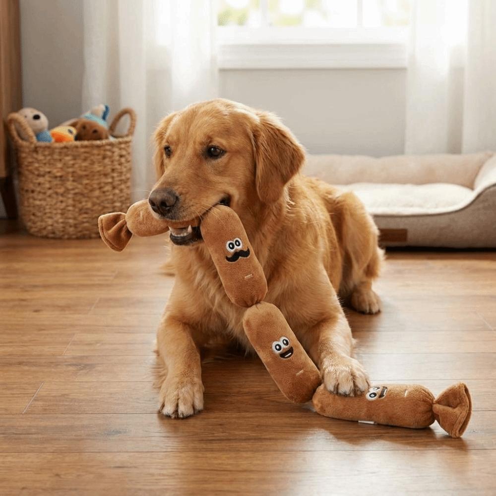Creative Plush Sausage Sound Toy Bite-resistant Pet Chew Plush Toy Squeaky Dog Toy Gift