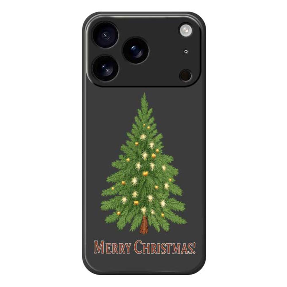 For iPhone 17 Pro Case Christmas Tree Pattern Printing Straight Edge TPU Phone Back Cover