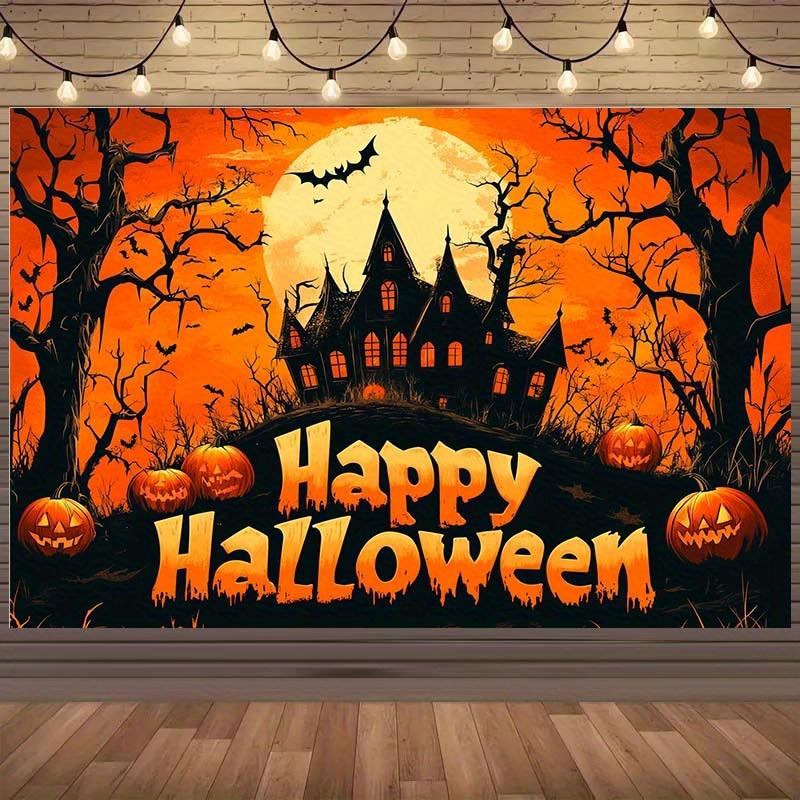 1pc 2D flat Halloween banner background cloth, create a horror atmosphere, home decoration, no power supply required——sym