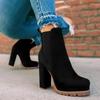 Fashion Womens High Heel Pattern Flat Boots Chunky Heel Women Shoes Ladies Soder Boots Sexy Open Toe Parka Boots