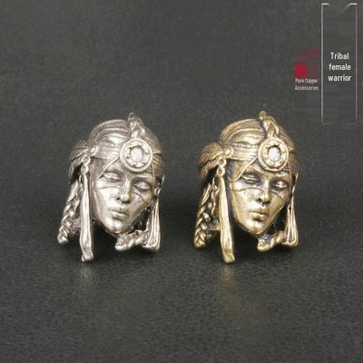 Латунный кулон-нож воина-женщины в племенном стиле: EDC Шарм, Аксессуар из паракорда, Брелок DIY Разделительная бусина