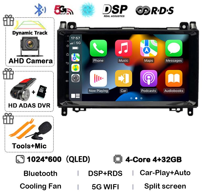 Android 14 автомобильное радио для Mercedes Benz B200 Sprinter W906 W639 AB Class W169 W245 Viano Vito Мультимедиа GPS стерео видеоплеер