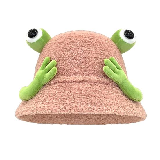 Зимняя панама мультяшного дизайна с 3D лягушкой, утолщенная плюшевая шляпа рыбака, женский аксессуар для активного отдыха