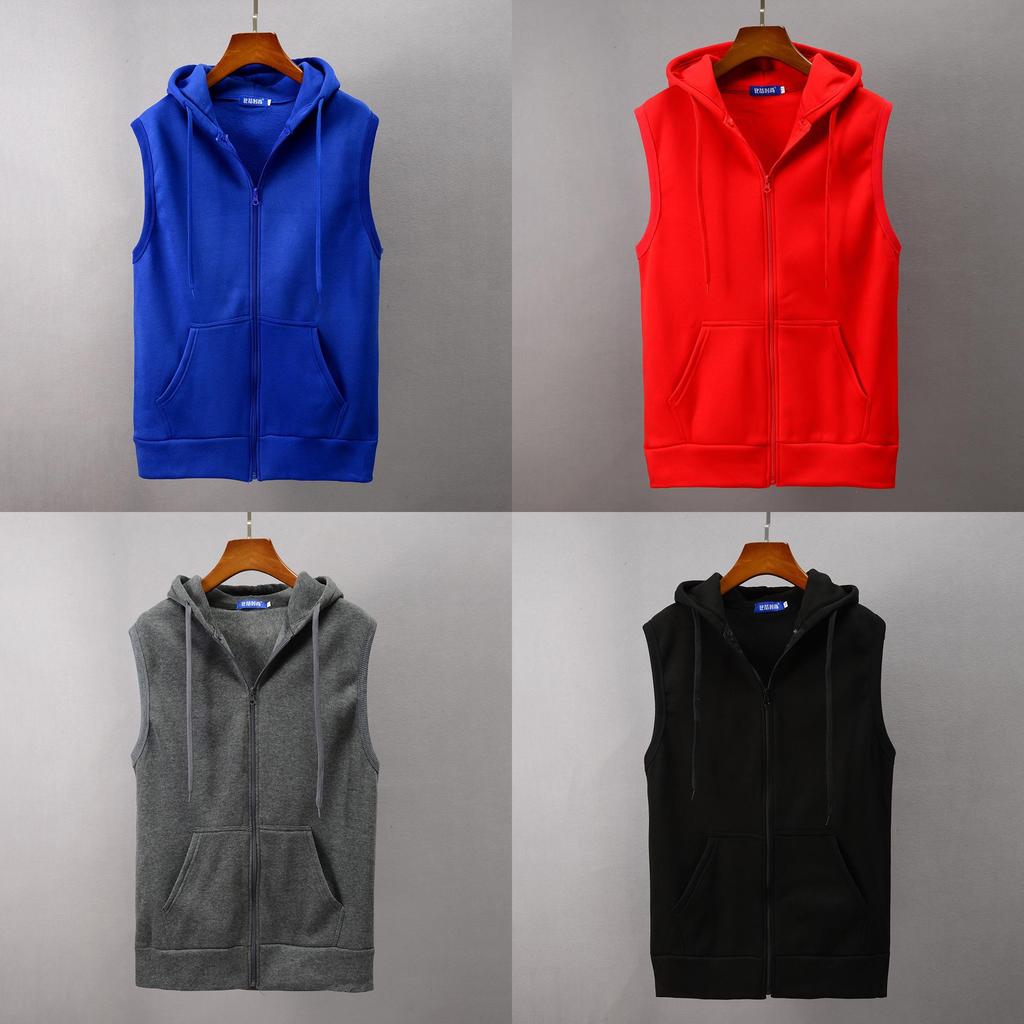 Mens Summer Casual Cotton Hoodie Vest With Sleeveless Design For Lounge And Sports Use