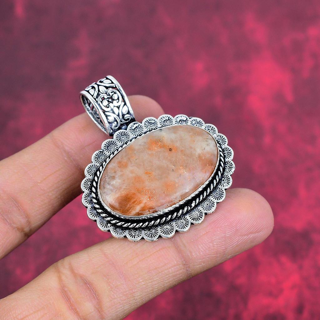 Подвеска Sunstone из цельного серебра 925 пробы, подвеска из драгоценного камня ручной работы, подарки для жены, абсолютно новая подвеска