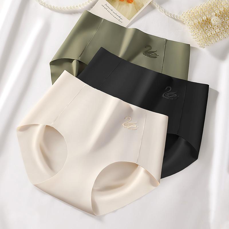 Ледяной шелк Женское нижнее белье Средняя посадка Ледяной шелк 3D Подтягивающие ягодицы Бесшовные хлопковые трусы M-XL