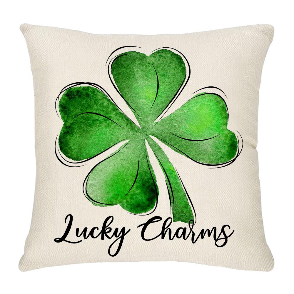 Four-leaf Clover Pillow New Sofa Cushion Cover National Day Green Pillow St. Patrick's Day Pillow Cover