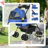 Dog Pram Dog Stroller Foldable Pet Pushchair with 4 Wheels, Safety Leashes, Cup Holder for Small Dogs, Blue