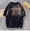 Cotton Retro Oversized Mens Shortsleeve Tshirt Summer Round Neck Trendy Style