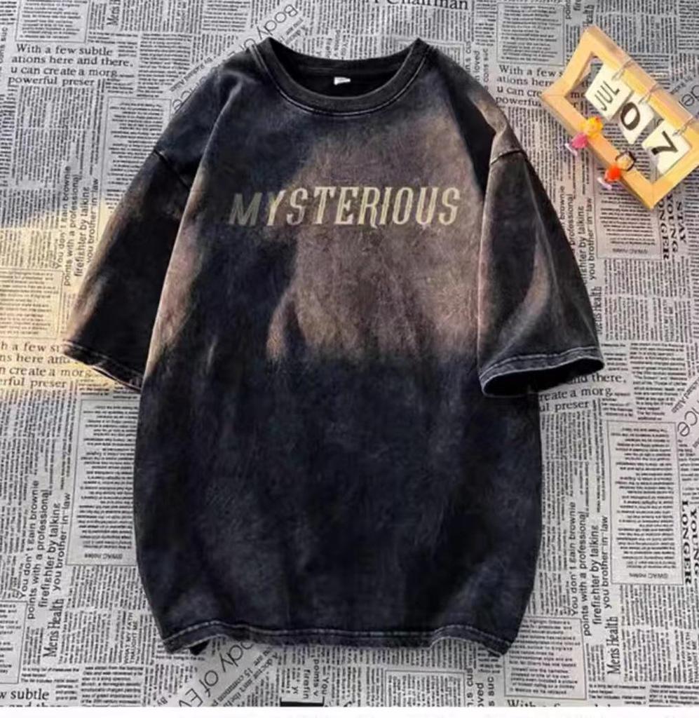 Cotton Retro Oversized Mens Shortsleeve Tshirt Summer Round Neck Trendy Style