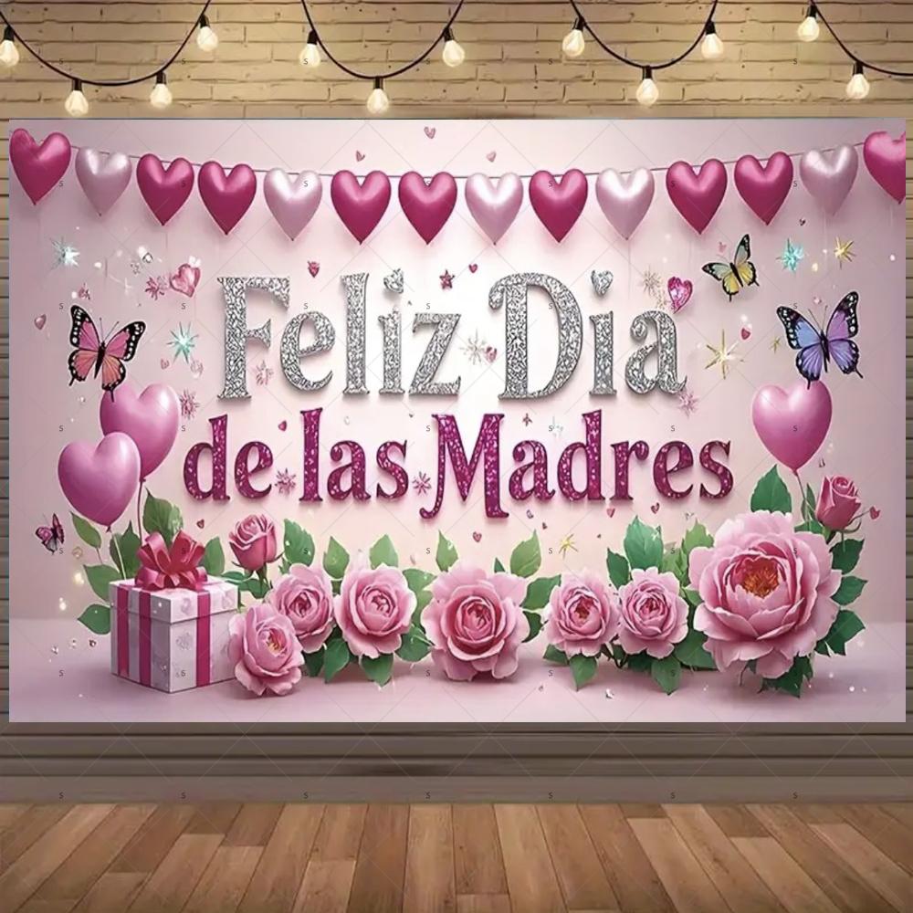 Mother's Day themed party backdrop banner in Spain, floral supplies for Mother's Day, backdrop for24