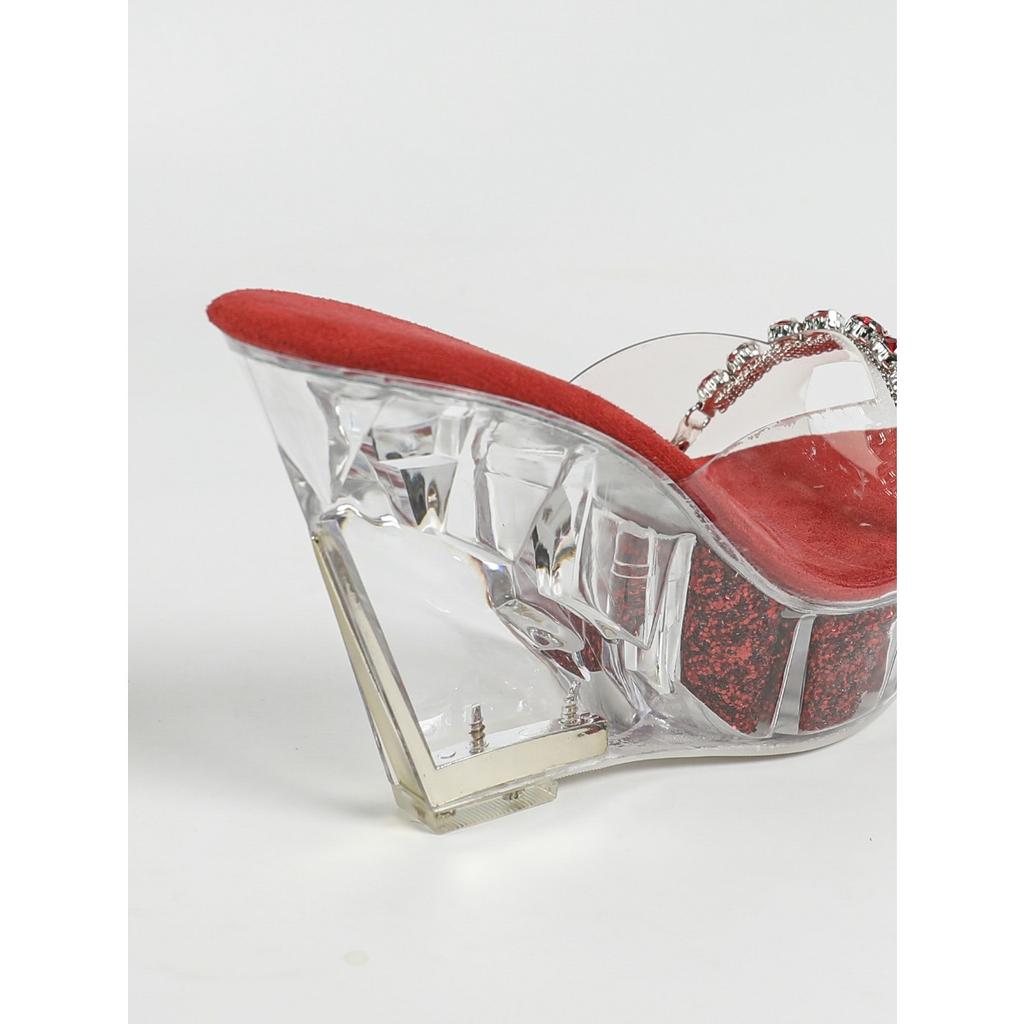 Женские сексуальные босоножки на платформе с каблуком 11 см, модные ночные клубные туфли с прозрачным хрусталем и банкетным хрусталем LFD-1101-Q2