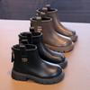 Girl's Ankle Boot Spring Autumn Black Versatile Children School Leather Boots Thick Bottom Non-slip Kids Fashion Boots Round-toe
