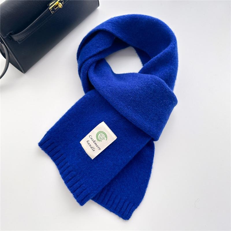 Selected Pure Cotton Wool 100% Cashmere Scarf Solid Color Student Men and Women Winter Warm Knitted Scarf Christmas