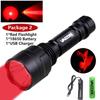 LED Tactical Hunting Flashlight Green/Red/White Torch USB Rechargeable 350LM 600-800 Yards Range C8 Shooting Scout Lights Set