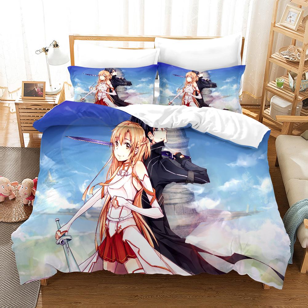 Высококачественный 3D-принт с рисунком Sword Art Online, пододеяльник с наволочкой, комплект постельного белья в стиле аниме, декор для спальни